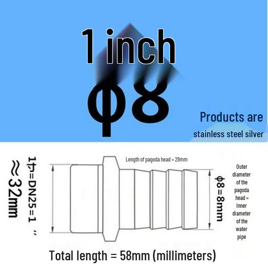 304 Stainless Steel Hex Threaded Water Hose Barb Connector