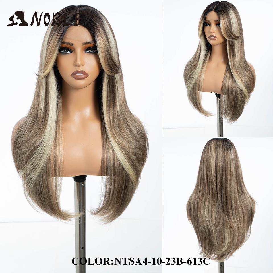 Noble Synthetic Lace Front Wig 26" Straight Ombre Lace Wig Cosplay White Wig Blonde Wigs For Women Lace Wig Synthetic Lace Wig