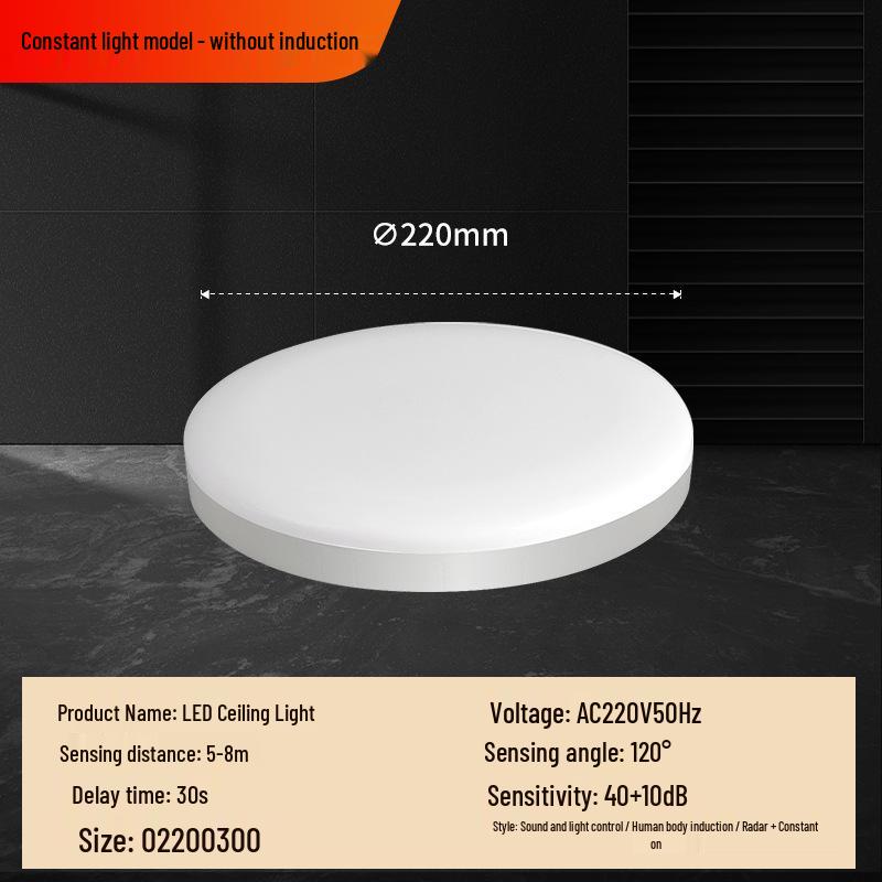 Motion Sensor Ceiling Light for Stairs, Hallways, and Balconies with Radar and Sound Control 22cm 12W