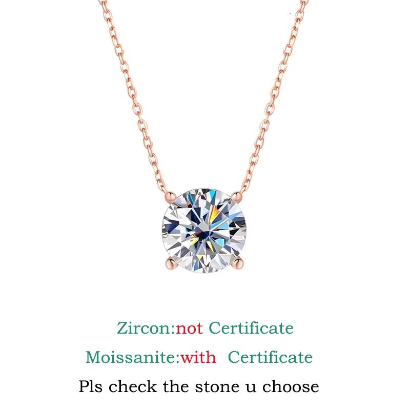 

Smyoue 1-6CT Brilliant cut Moissanite Necklace for Women Solitaire Pendant Luxury Female Neck Chain 925 Silver 100% 6.5mm 1CT&zircon not Cert