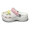 Zueco de Plataforma Clásico Chica de Cinta Atmósfera Transparente Zapatos con Agujeros Unisex Blanco
