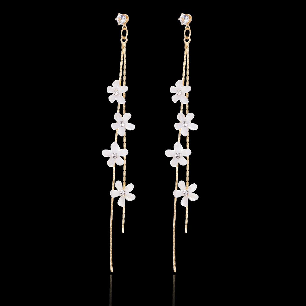 Korean Fashion Daisy Flowers Drop Earrings for Women Temperament Simple Long Tassel Earrings Female Party Wedding Jewelry Gifts