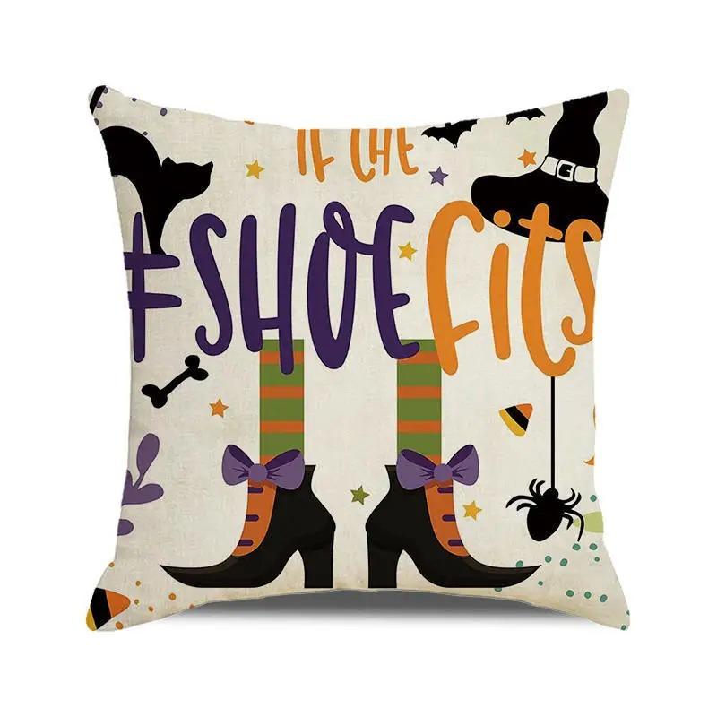 Halloween Decorative Cushion Cover Pumpkin Bat Wizard Ghost Pillowcase Suitable for Home Living Room Sofa Room Decoration