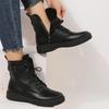 Stivali Britannici a Manica Corta Larghi per Donna con Cinturino Allacciato Stivali in Pelle Retro Larghi Stivali da Donna