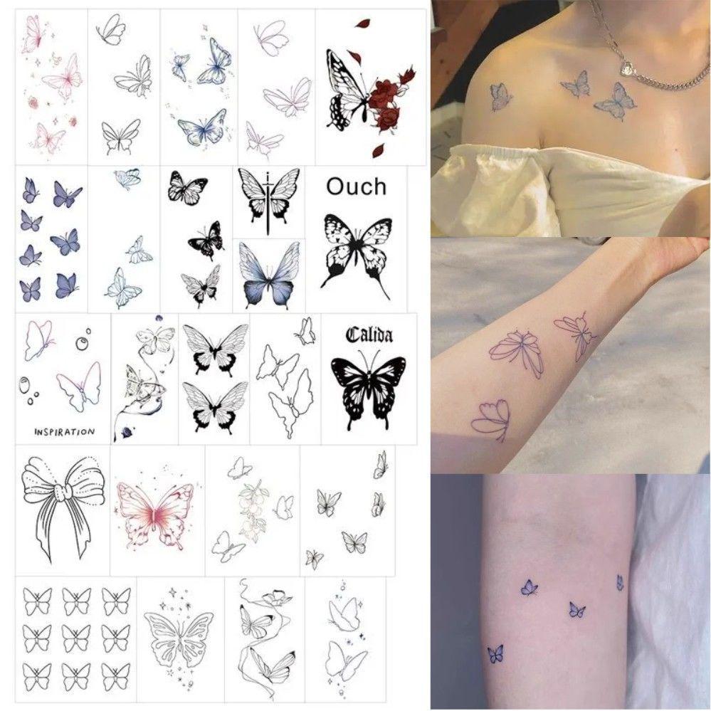 Waterproof Realistic Butterfly Tattoo Sticker – Small, Fresh, Aesthetic Cartoon Style, Long-Lasting, Personalized Colors
