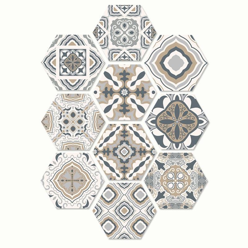 

10 шт. ПВХ напольная наклейка на стену для домашнего декора шестиугольная наклейка для гостиной, кухни, ванной комнаты 10 pcs