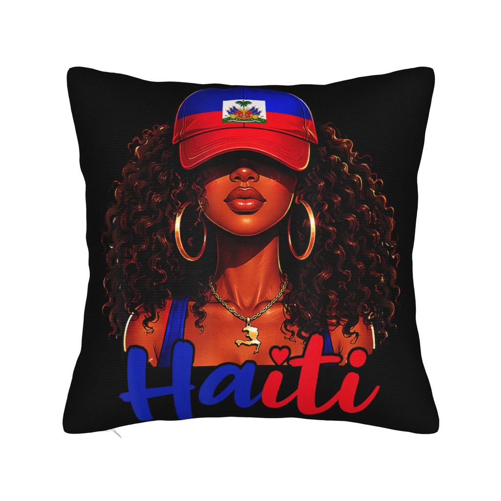 Haiti Haitian Flag Caribbean Souvenir Pillow Cover Comfy Cushion Cover Funny Pillow Case For Couch Sofa Bedroom