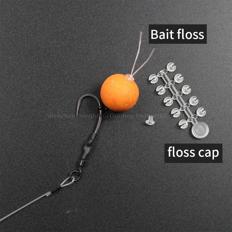 6pcs Carp Fishing Rig Kit Combi Spinner Rig With Bait Folss Fine Latch Needle Floss Cap Hook 2 4 6 PTFE Coated Micro Barb Curve Shank Carp Hooks