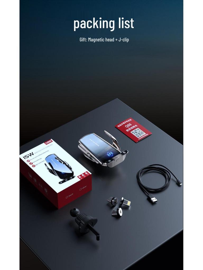Q88 Magic Clip: 15W Wireless Car Phone Holder with Removable Magnetic Charger and Navigation Support
