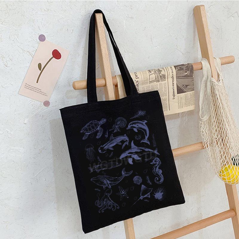 Sea Animals Sea Animals Handbag Going Out Portable Large Capacity Messenger Bag Casual Canvas Bag