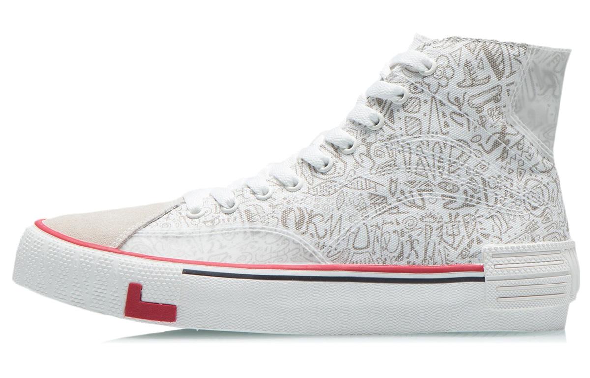 Li Ning Wave Canvas Hi Высокие Кеды для Скейтборда Женские Бело-Серые AECR012-1 37.5