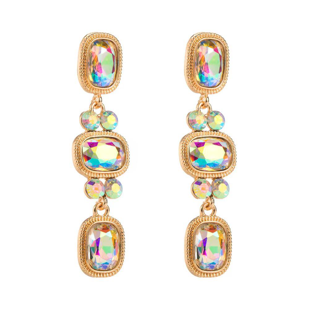 Bohemian Ethnic Style Earrings: Rhinestone & Turquoise Pendant for Women - Retro Versatile Design