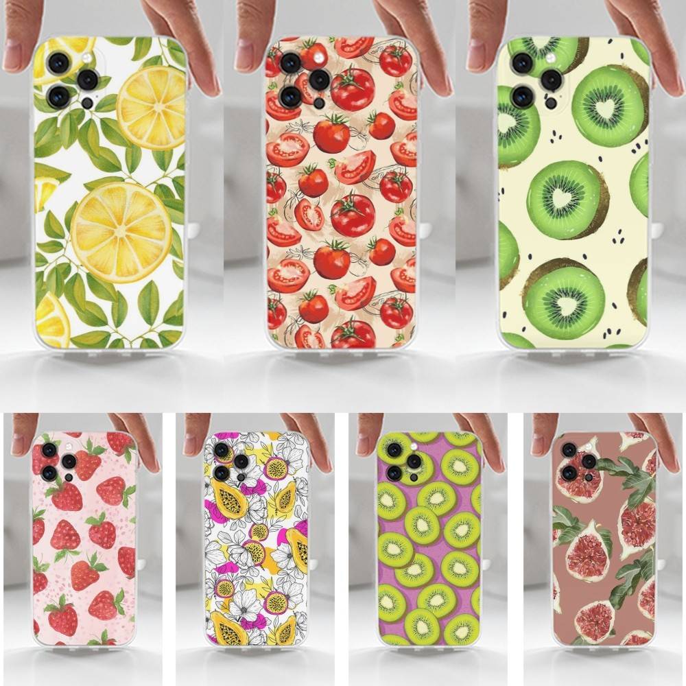 Fruit P-Painting For iPhone 12,Mini,16,X,13,XR,15,Pro,17,Plus,11,Max,14,SE,XS,Transparent Soft Cover Case