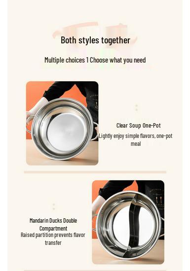 Yuan Yang 304 Stainless Steel Thickened Hot Pot Cookware for Induction Cookers - Household & Commercial Use