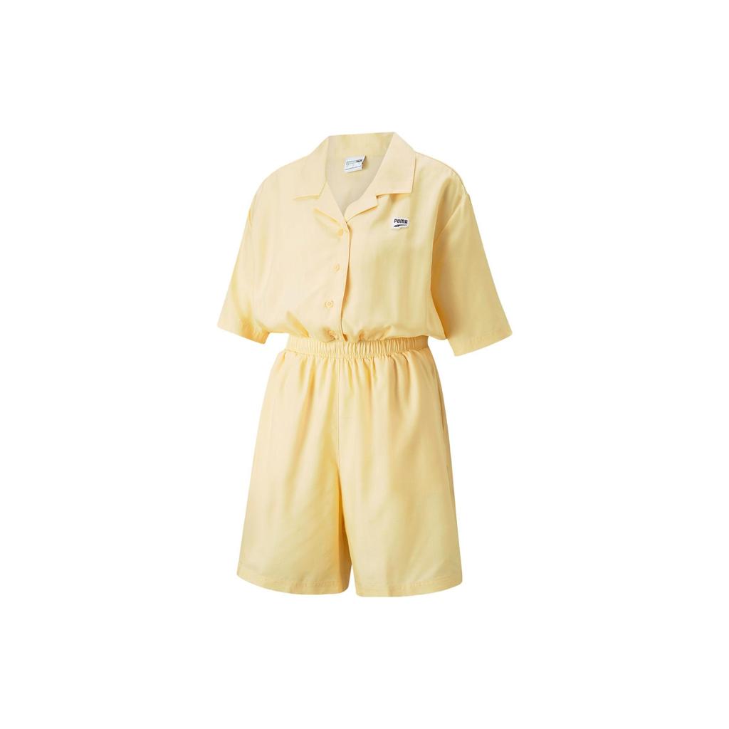 Puma Tuta da donna a tinta unita con maniche corte e pantaloni dritti Giallo Paglierino Chiaro 620632-42