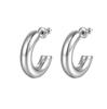 Trendy Titanium C-Shaped Stainless Steel Twisted Wire Earrings