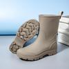 Men's Wear-Resistant Rubber Rain Boots: Mid-Calf, Anti-Slip, Waterproof Slip-On Shoes for Fishing & Construction.