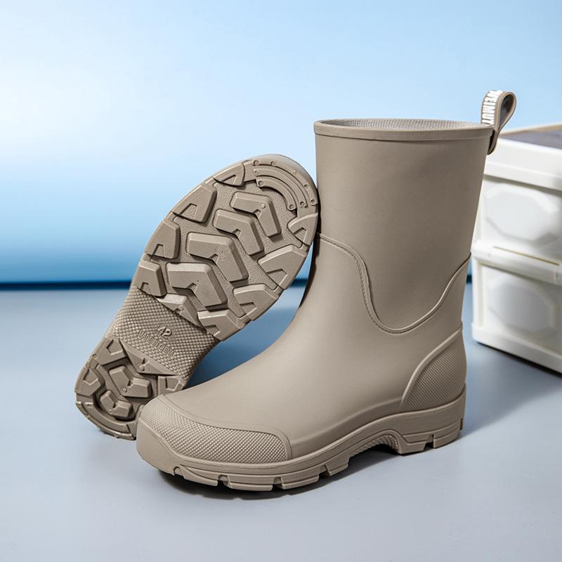 

Men s Wear-Resistant Rubber Rain Boots: Mid-Calf, Anti-Slip, Waterproof Slip-On Shoes for Fishing & Construction. 41