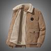 Chaqueta de pana de lana de cordero para hombre, chaqueta de invierno holgada y gruesa de terciopelo con solapa informal