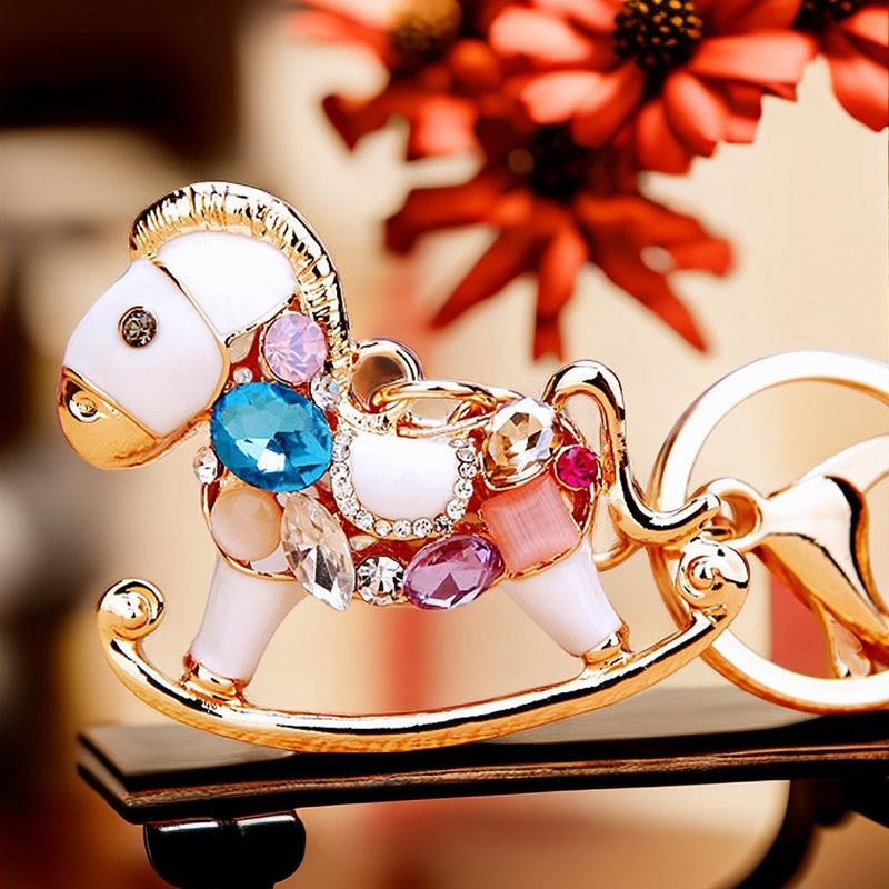 Metal Horse Rhinestone Luxurious Shiny Full Rhinestone for Bag Key Car Interior Decoration Bag Charm