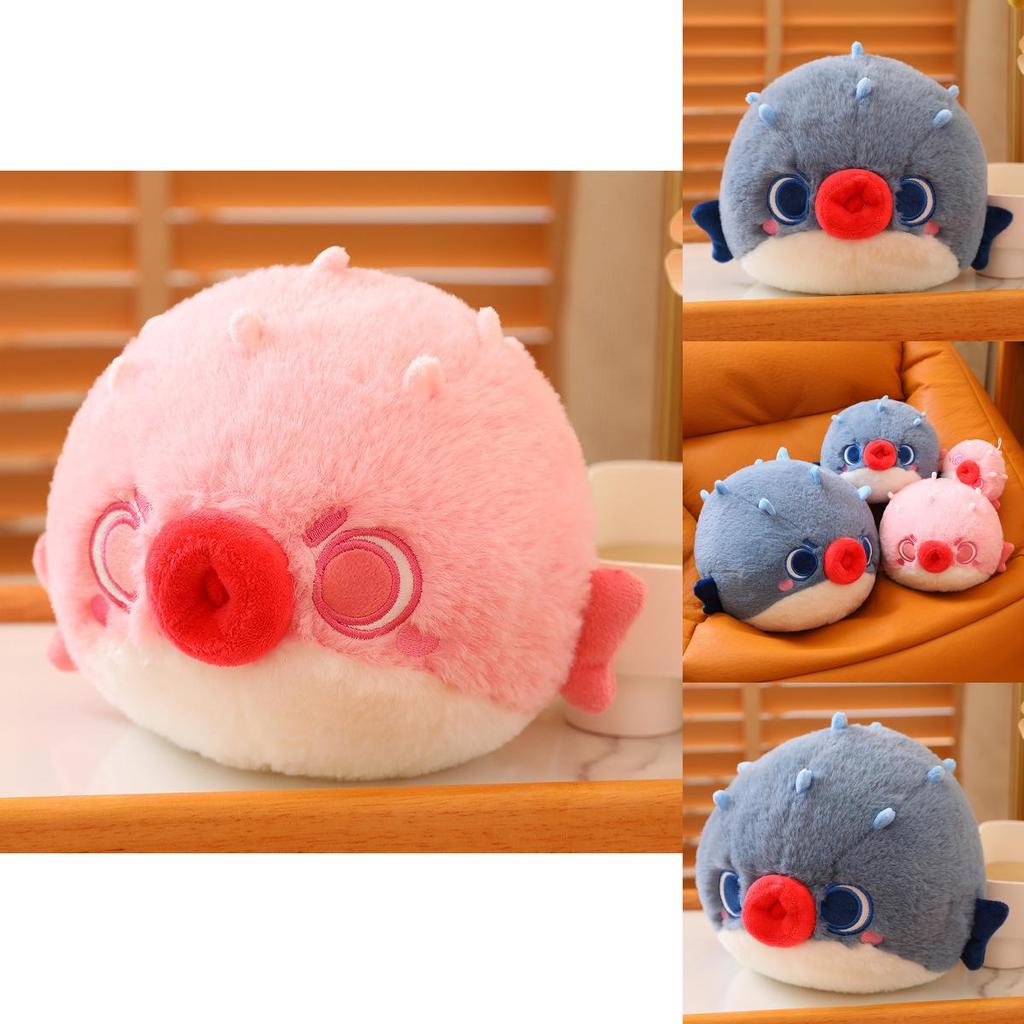 Cute Round Puffer Fish Plush Toy Cartoon Character Stuffed Doll For Children Wholesale