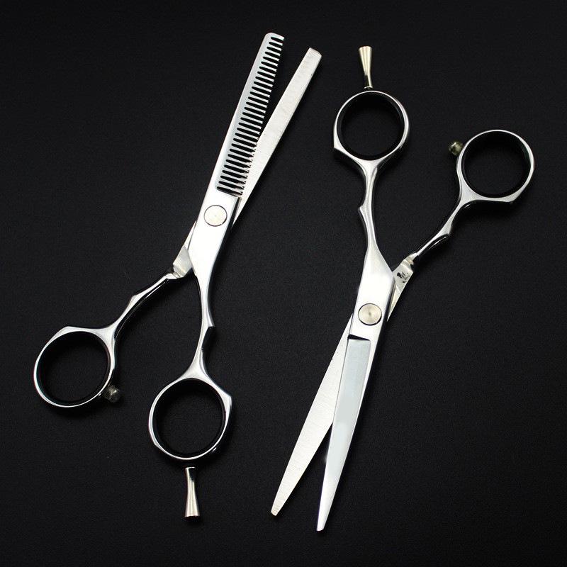 5.5 Silver Leopard Hairdressing Scissors Set - Straight & Thinning Shears Leopard Pattern Thinning Scissors