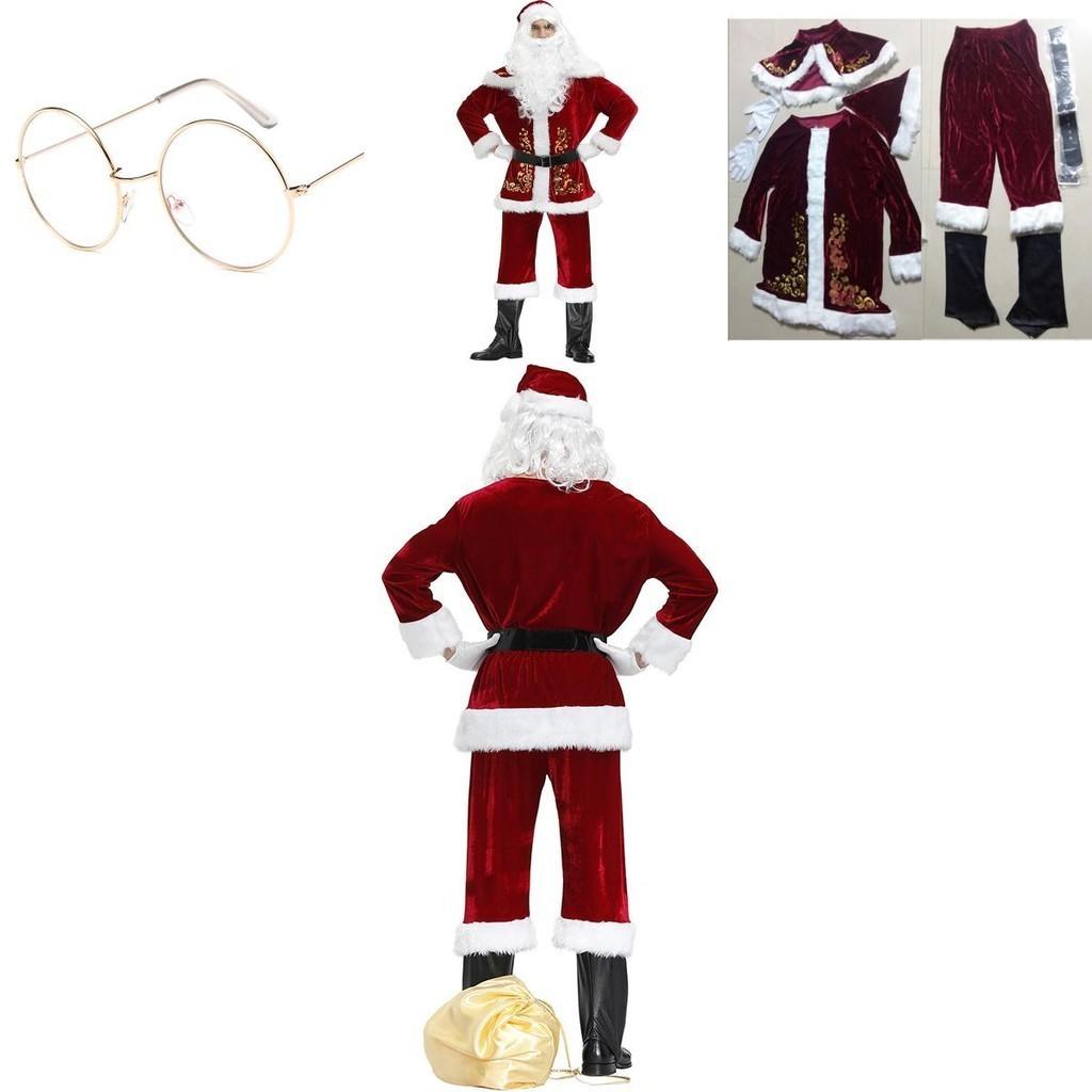 Luxuriöser Samt Weihnachtsmannanzug für Weihnachtsfeiern und Cosplay-Partys