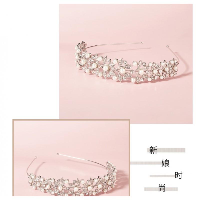 Korean Alloy Rhinestones Wedding Headband Crown Bride Photography Online Celebrity Daily Hair Accessories Pearl