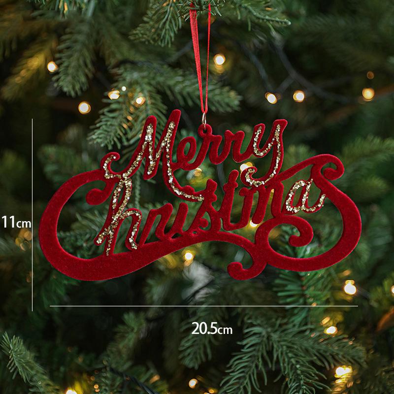 Red Flocking Christmas Bow Wreath Bell Christmas Tree Snowfall Elk Pendant Hanging Ornament Navidad 2025 Noel Home Party Decor