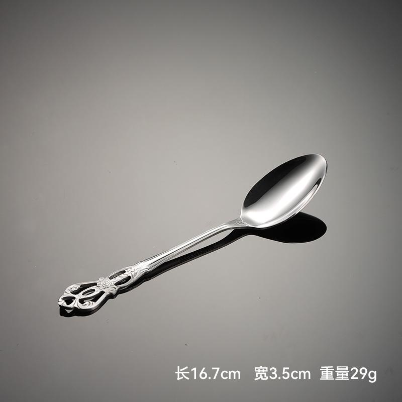 Stainless steel Royal Court series Western food knife, fork and spoon Hollow handle Golden gift 5-piece set Main meal spoon