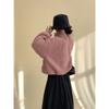 Fashionable Half-zip Stand Collar Sweatshirt for Women Autumn and Winter Loose Warm Lamb Wool Top