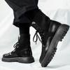 Mode 2024 Stiefel Herren Mode Schwarz Herren Arbeitsstiefel Atmungsaktive Schuhe Mann Bequeme Stiefel Schnürschuhe Herrenschuhe High-Top Sneaker Schuhe