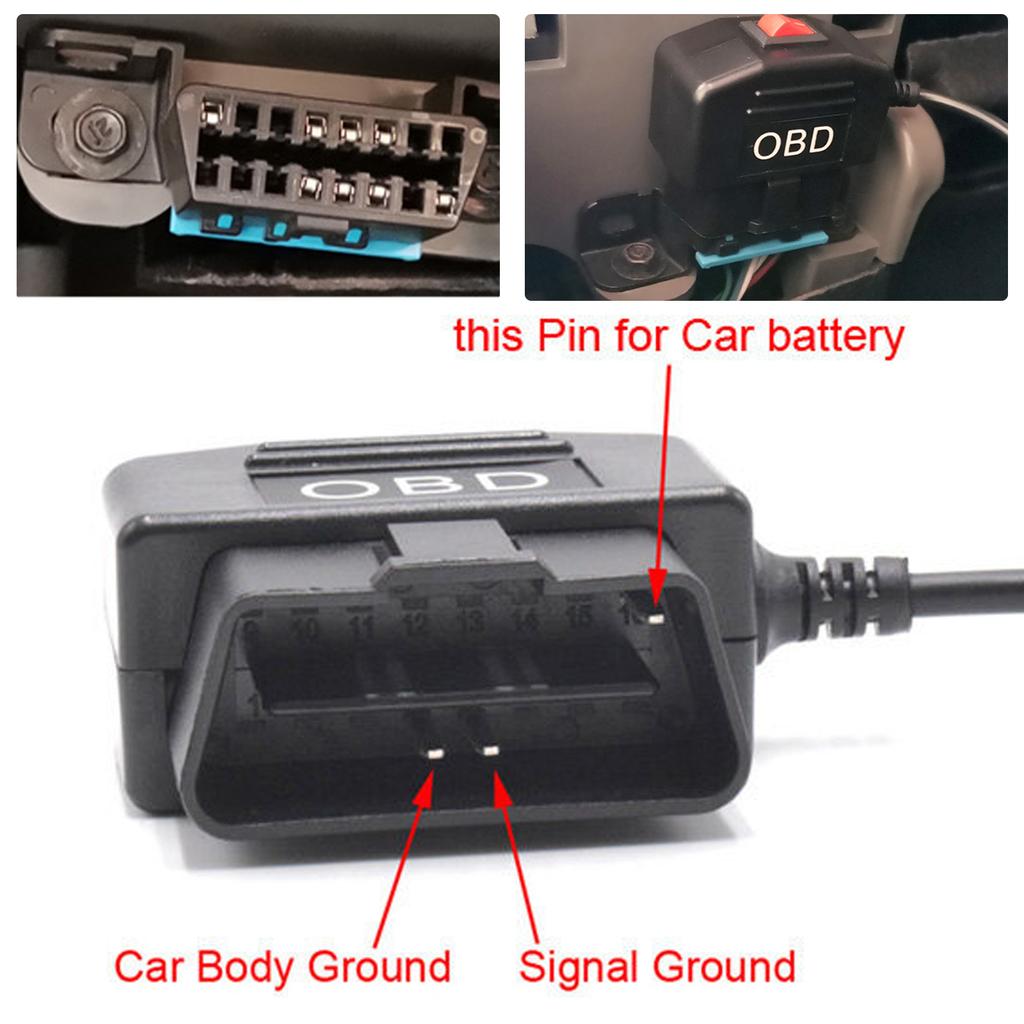 24Hours Parking Monitoring 5V 3A USB Car Charge Cable OBD Hardwire Kit With Switch 0.5meter Wire For Dash Cam Camcorder