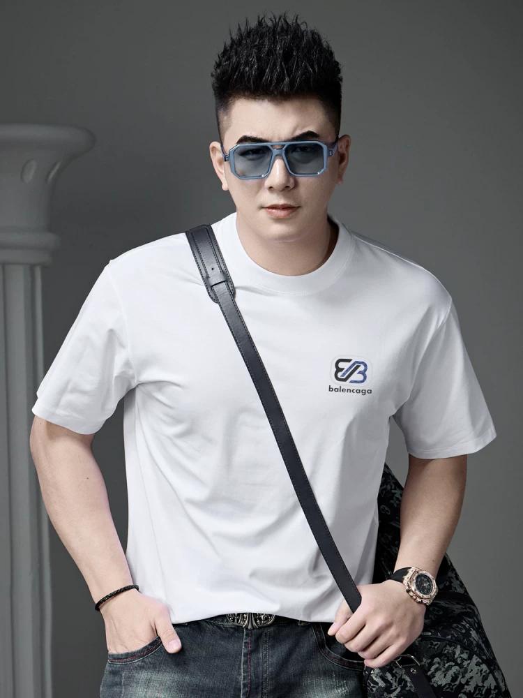 European High-End Letter-Printed Short-Sleeved T-Shirt for Men 2025 New Summer Trendy T-Shirt Men's Half-Sleeved Top