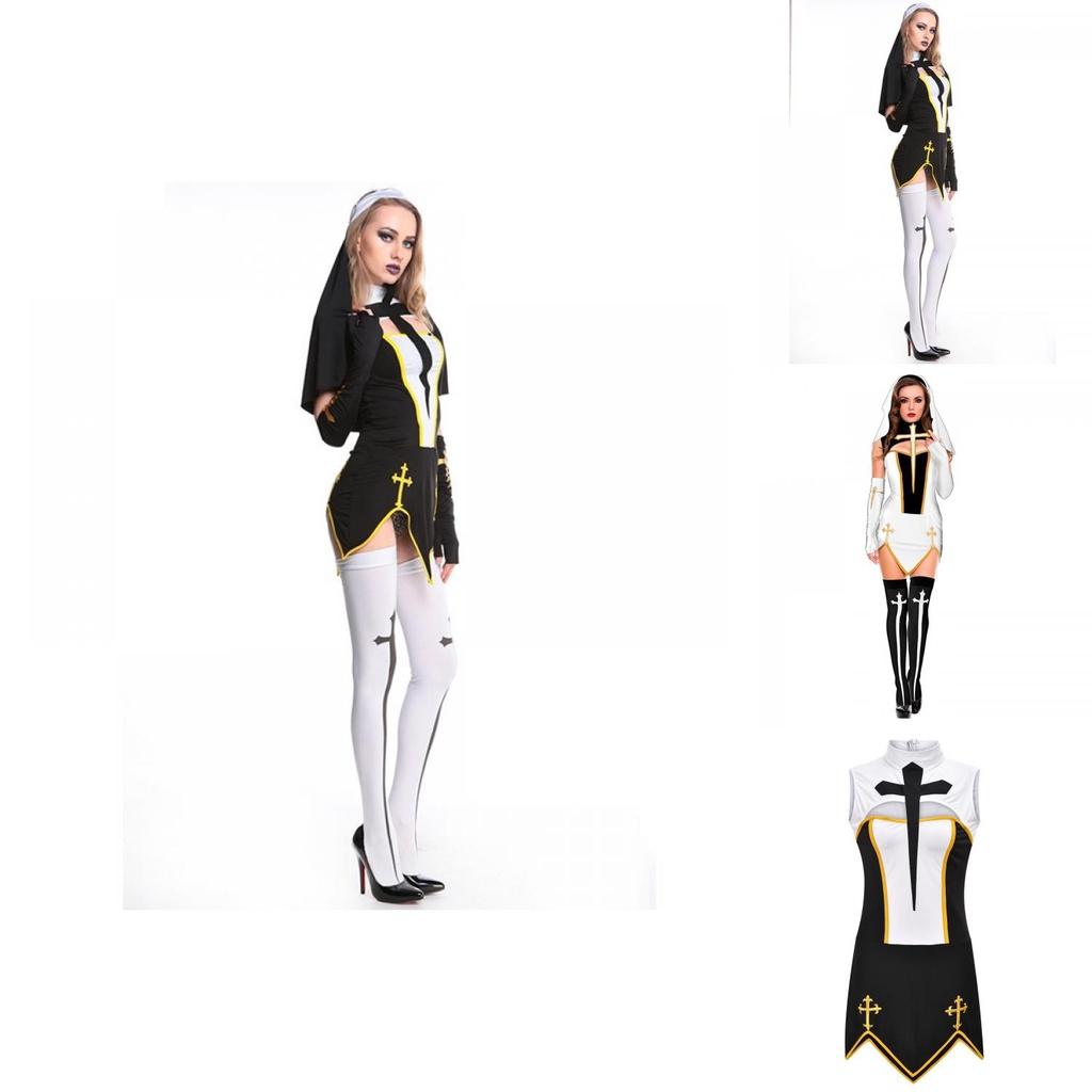 Eye-catching Naughty Nun Costume High Quality Black Fancy Dress For Women's Cosplay And Halloween