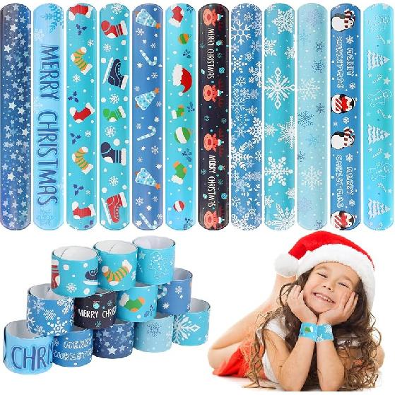 CCINEE 48PCS Valentine s Day Slap Bracelets, Assorted Heart Animal Printed Slap Wristbands Valentine Cartoon Snap Bands for Kids School Classroom 48Pcs Christmas Slap Brac