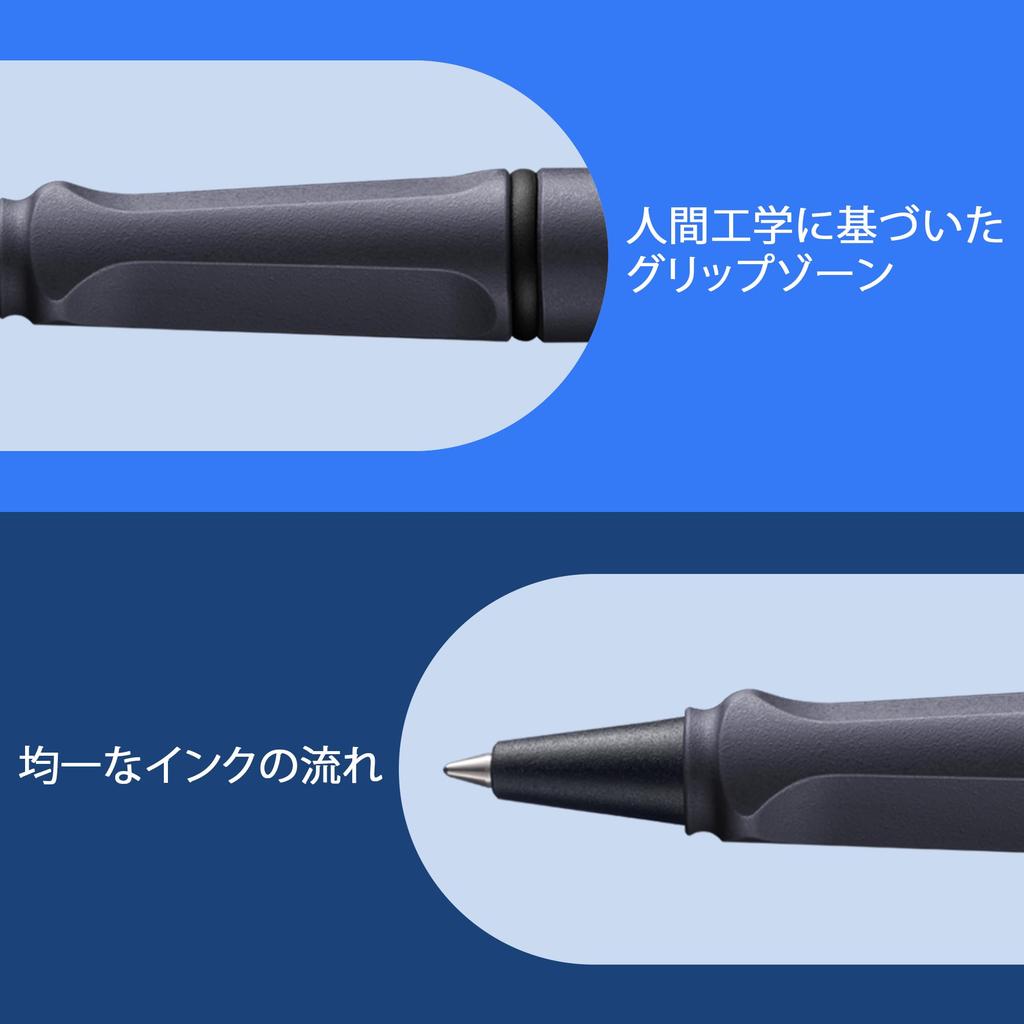 LAMY Safari Steel Black Rollerball Pen Ergonomic Medium Line Width Comfortable for Long Writing Times Made from Durable ASA Plastic Includes Black