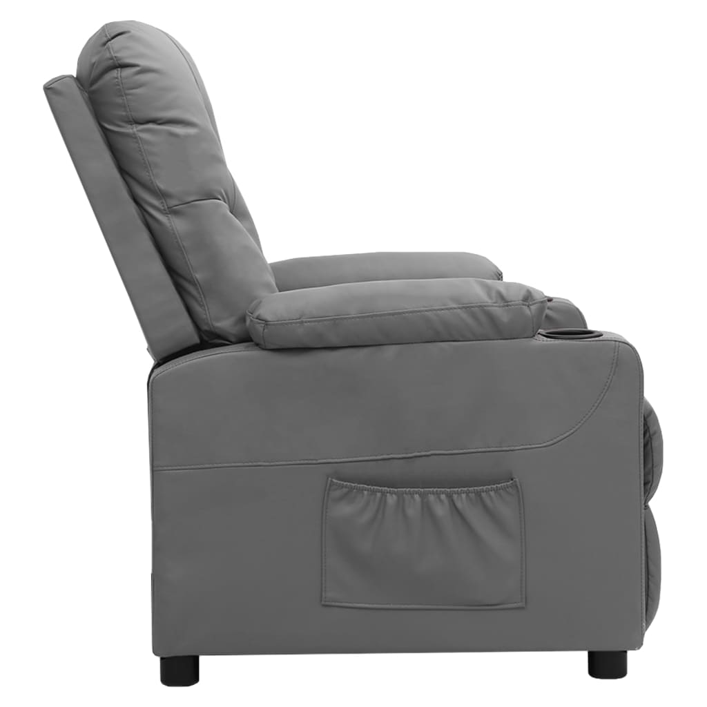Recliner Chair Gray Faux Leather