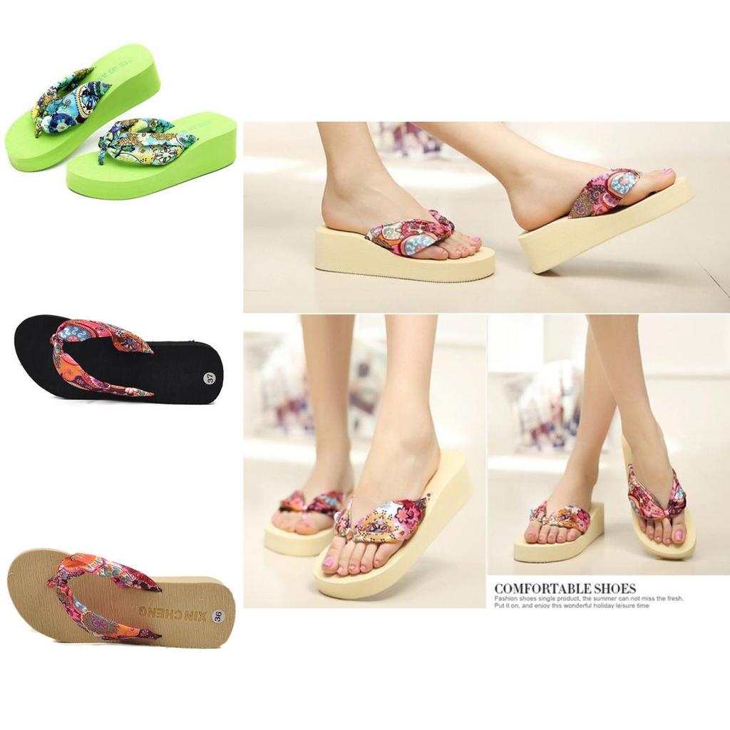 Elegant Women Summer Flip Flops Wedge Heeled Platforms With Comfortable Beach Shoes