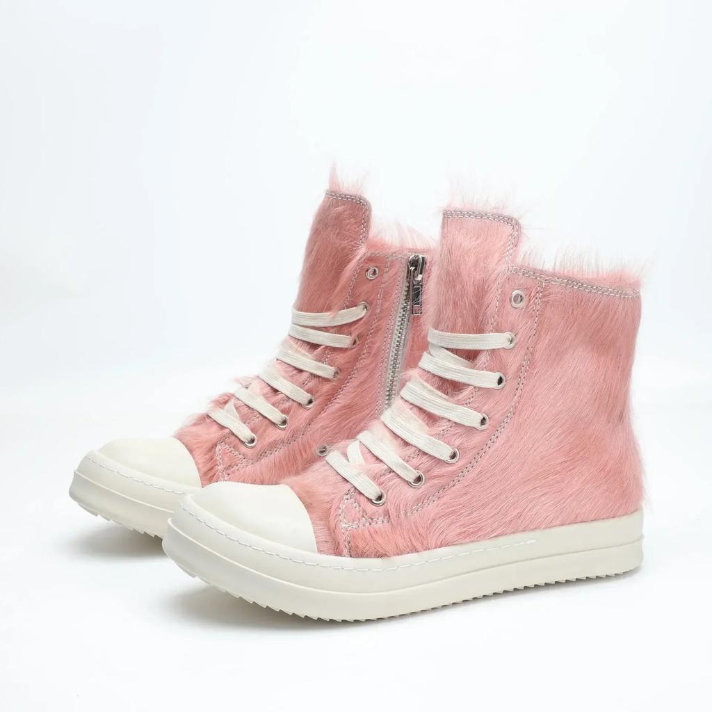 Rric Designer Trend Herren- und Damen-Leder-Pferdehaar High-Top-Schuhe Liebhaber Mode Freizeitschuhe Mode Damenschuhe