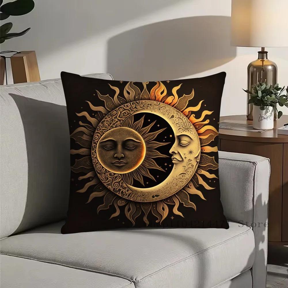 1pc Tarot Card God Sun Face Moon Pillow Case Square Bedroom Sofa Leisure Comfort Cushion Car Living Room Home Decoration