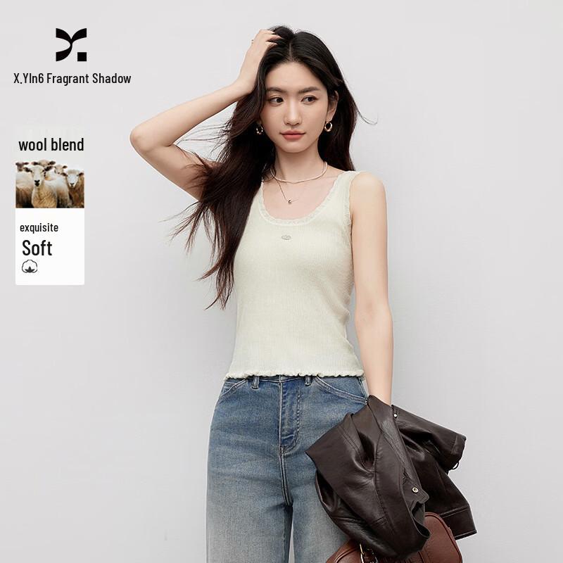 

Women s U-Neck Ruffle Edge Sleeveless Knit Tank Top XL