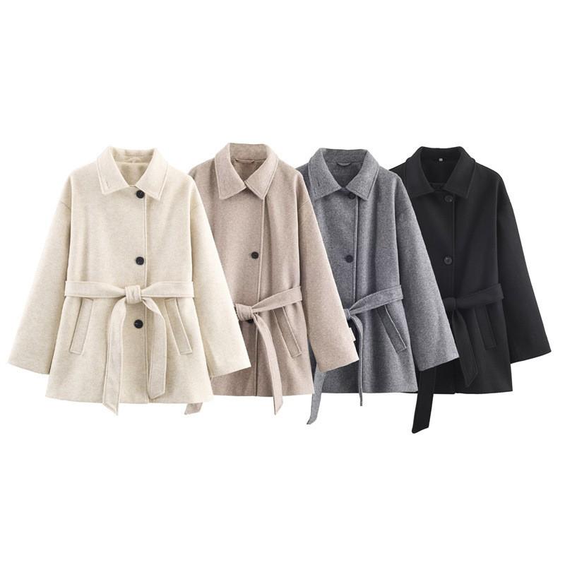 Womens Oversized Double-Layer Collar Coat 2025 Elegant Office Chic Outerwear In Gray Khaki Beige Black