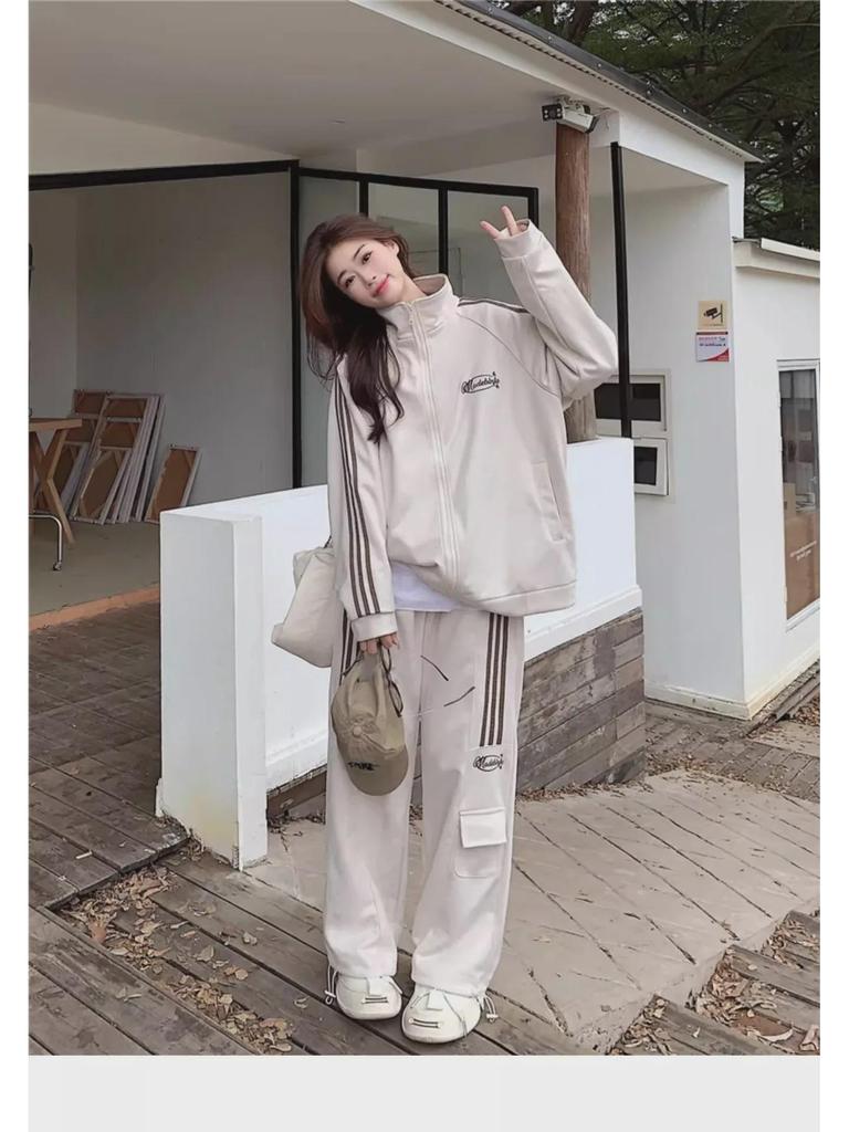 Plus Size Autumn Fashion Sweater & Casual Sports Two-Piece Set for Women (Fits 200-300 Lbs)