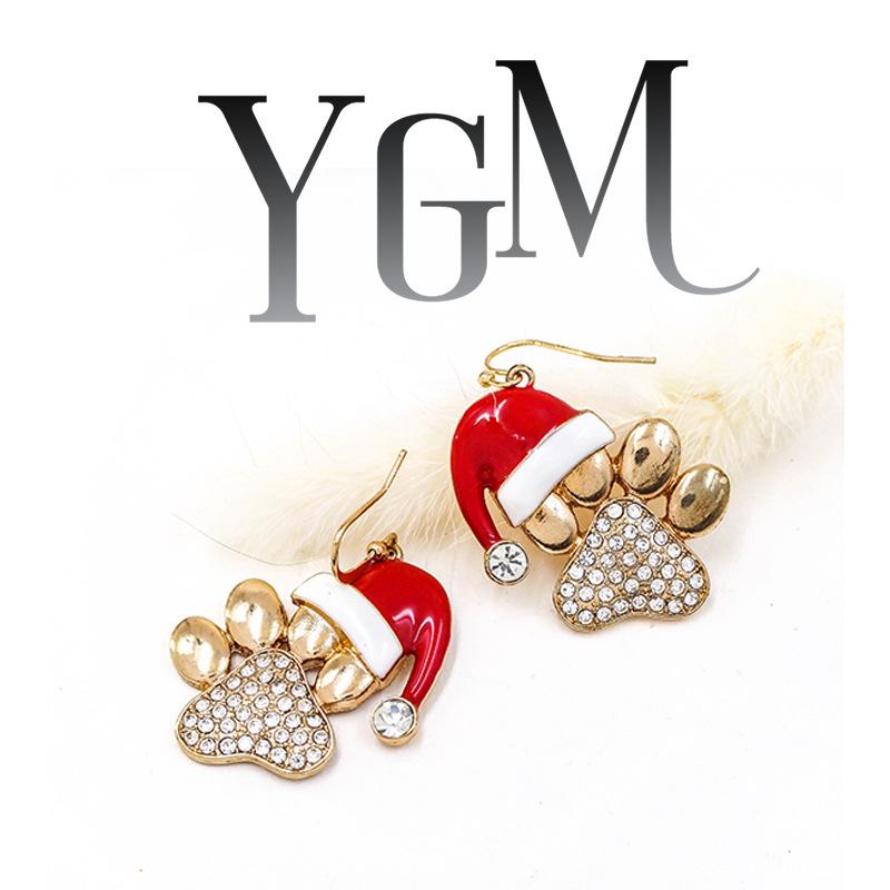 Christmas Puppy Paw Dangle Earrings - Women's New Cute Style