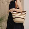 French Striped Straw Tote Bag - Large Capacity for Travel, Vacation, Beach, and Casual Commutes