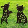 Halloweenská kovová zahradní zápich Černý Sasquatch Kočka Pes Patio Zahrada Znak Venkovní Siluetová Socha pro Zahrada Zahrada Patio Trávník Dekor