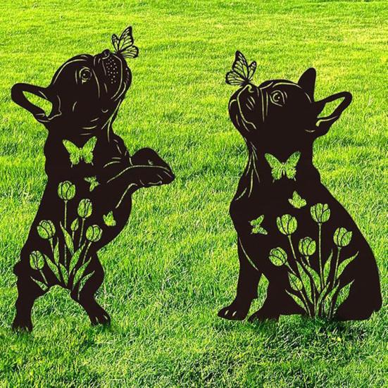 Halloween Metal Garden Stake Black Sasquatch Cat Dog Patio Yard Sign Outdoor Silhouette Statue for Garden Yard Patio Lawn Decor