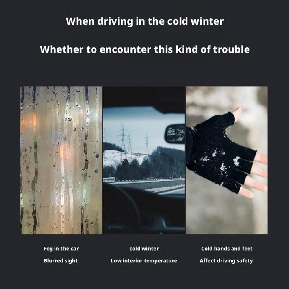 12V/24V Car Windshield Defogger Defroster 2 In 1 Defogging Defrosting Heating Fan 360 Degree Rotating Anti-Fog Automobile Heater