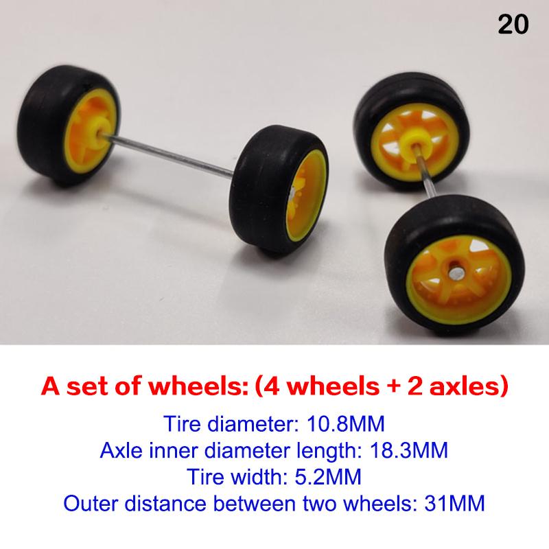 4Pcs/Set 1:64 Scale Wheels For Hotwheels Rubber Tire Model Car Modified Parts